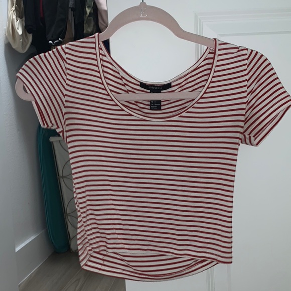 Forever 21 Striped Crop T-shirt - Picture 1 of 4